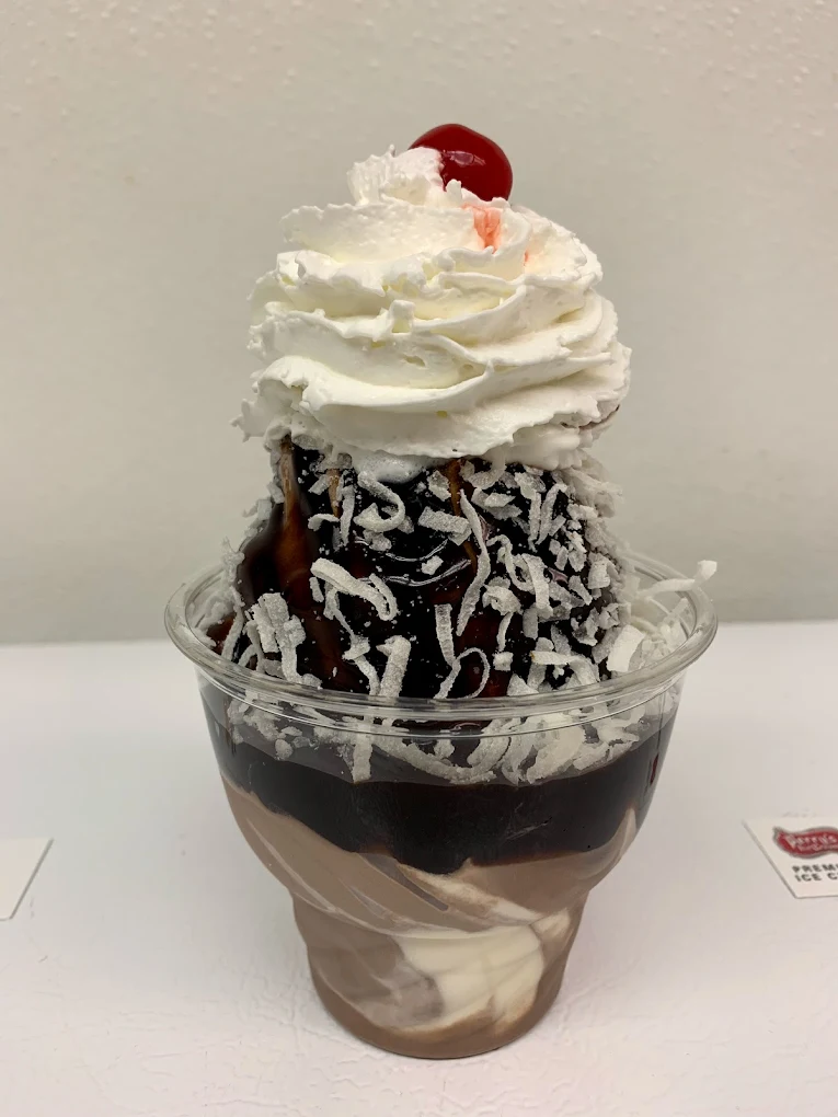 Chocolate sundae with coconut