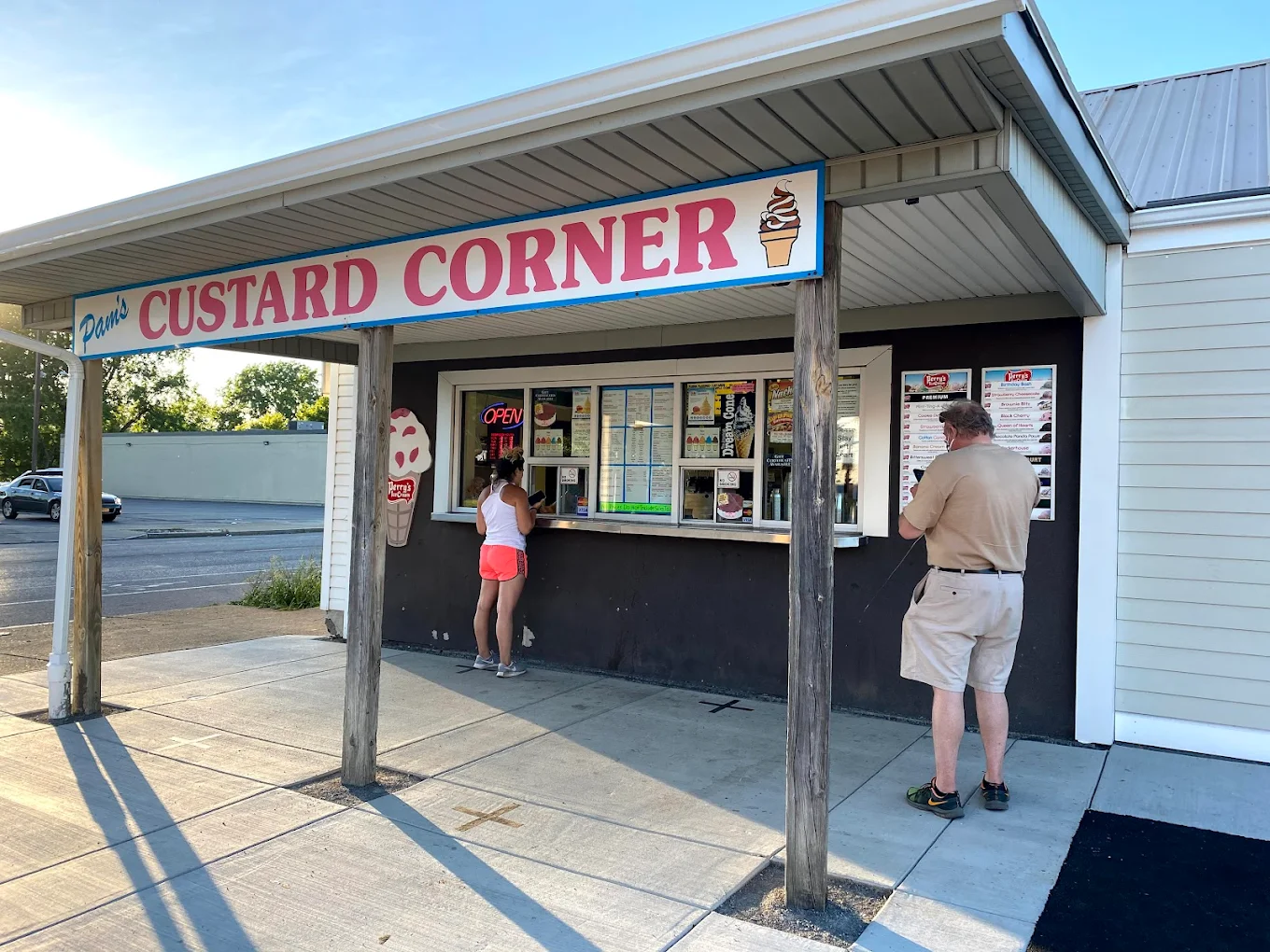 Pam's Custard Corner storefront on a sunny Buffalo evening