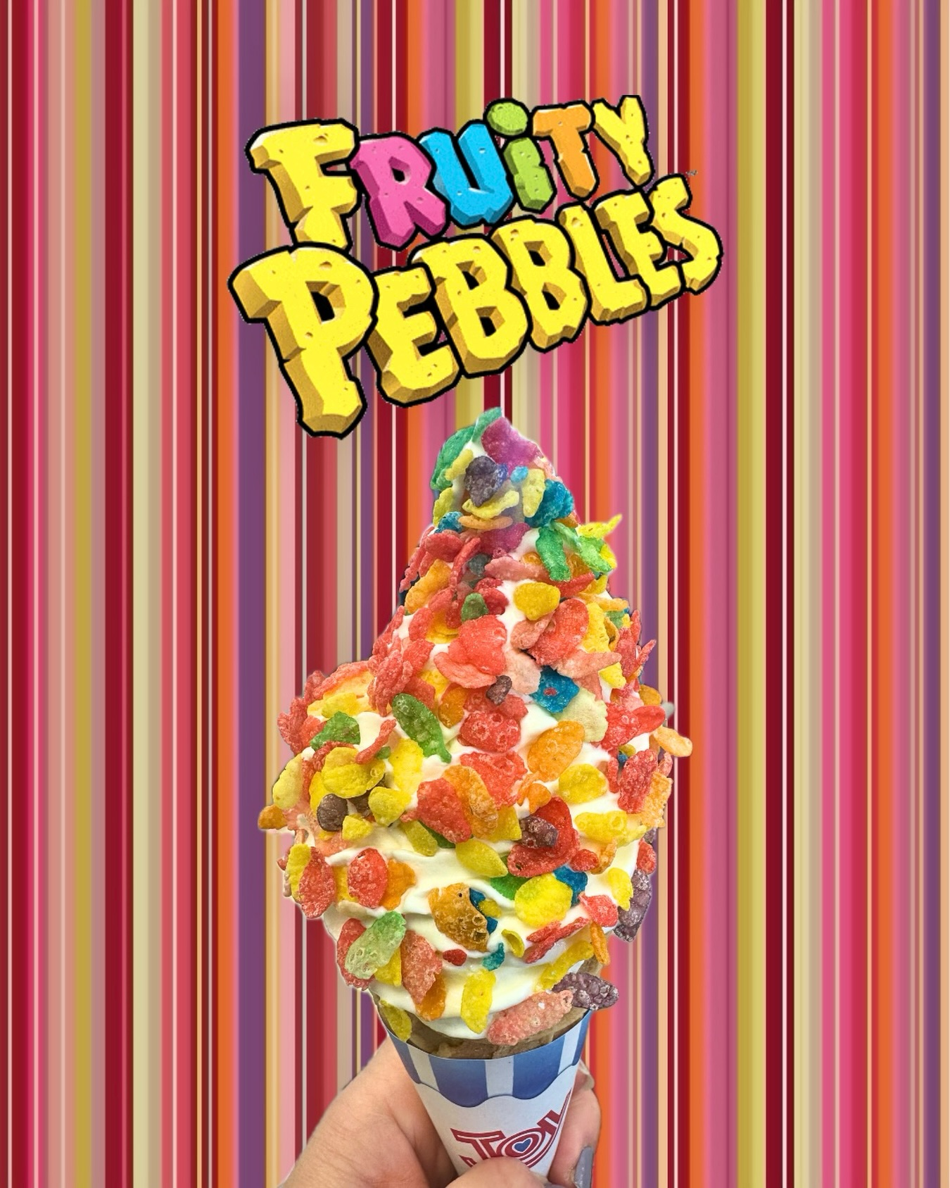 Fruity Pebbles soft serve cone